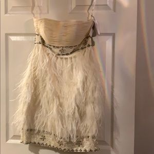 Suew Wong Feathered strapless cocktail dress